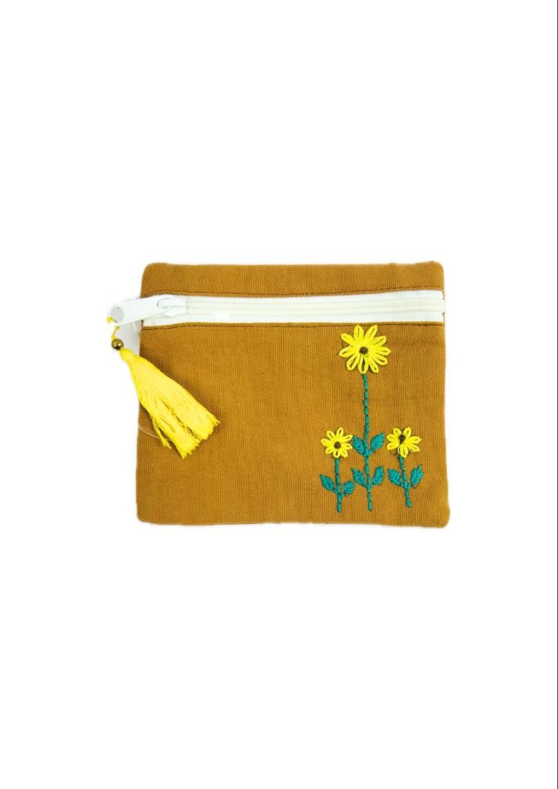 Handmade Square Coin Pouch with Embroidery