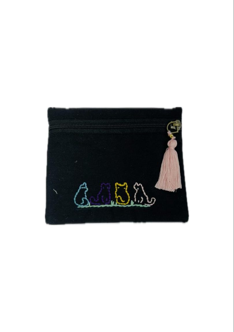 Handmade Square Coin Pouch with Embroidery