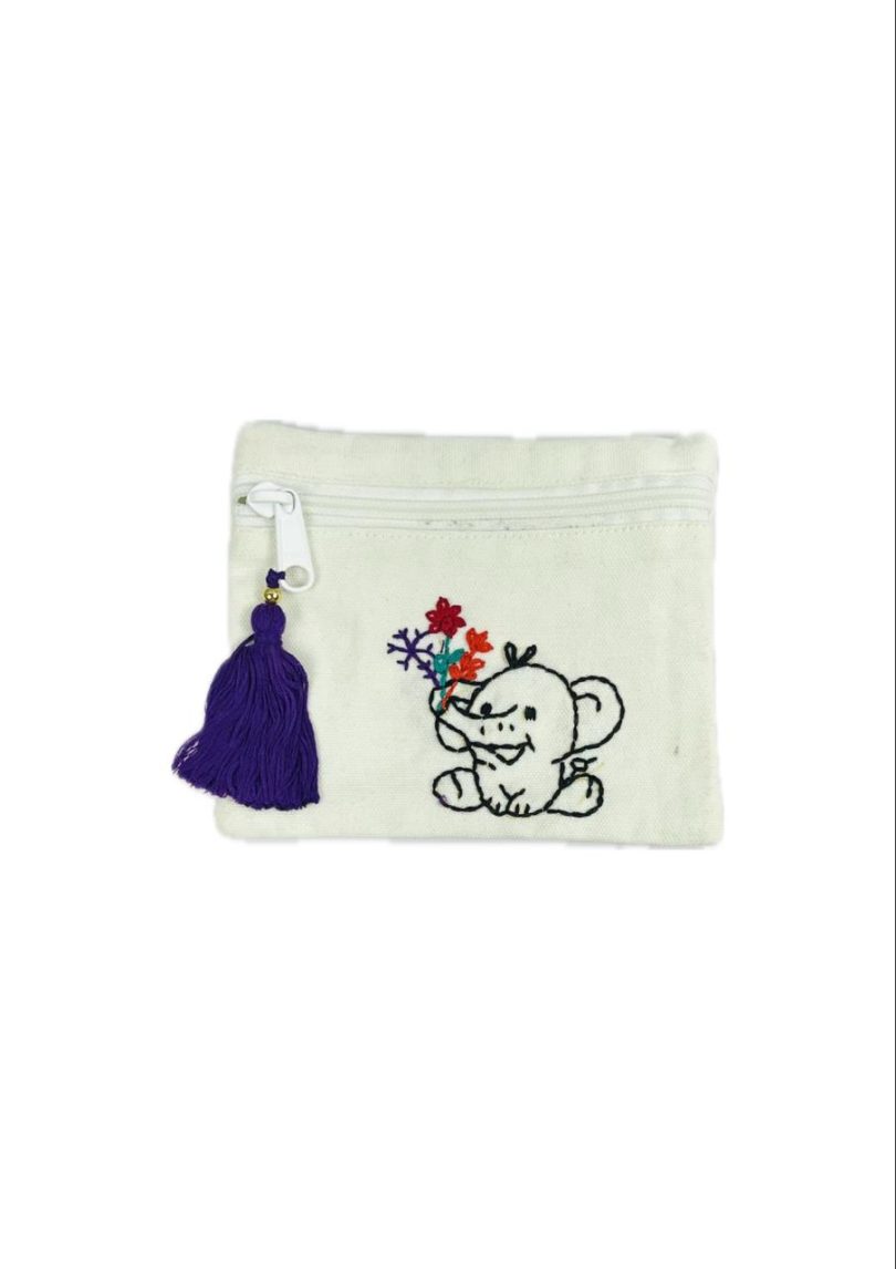 Handmade Square Coin Pouch with Embroidery
