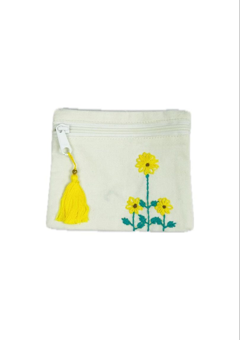 Handmade Square Coin Pouch with Embroidery