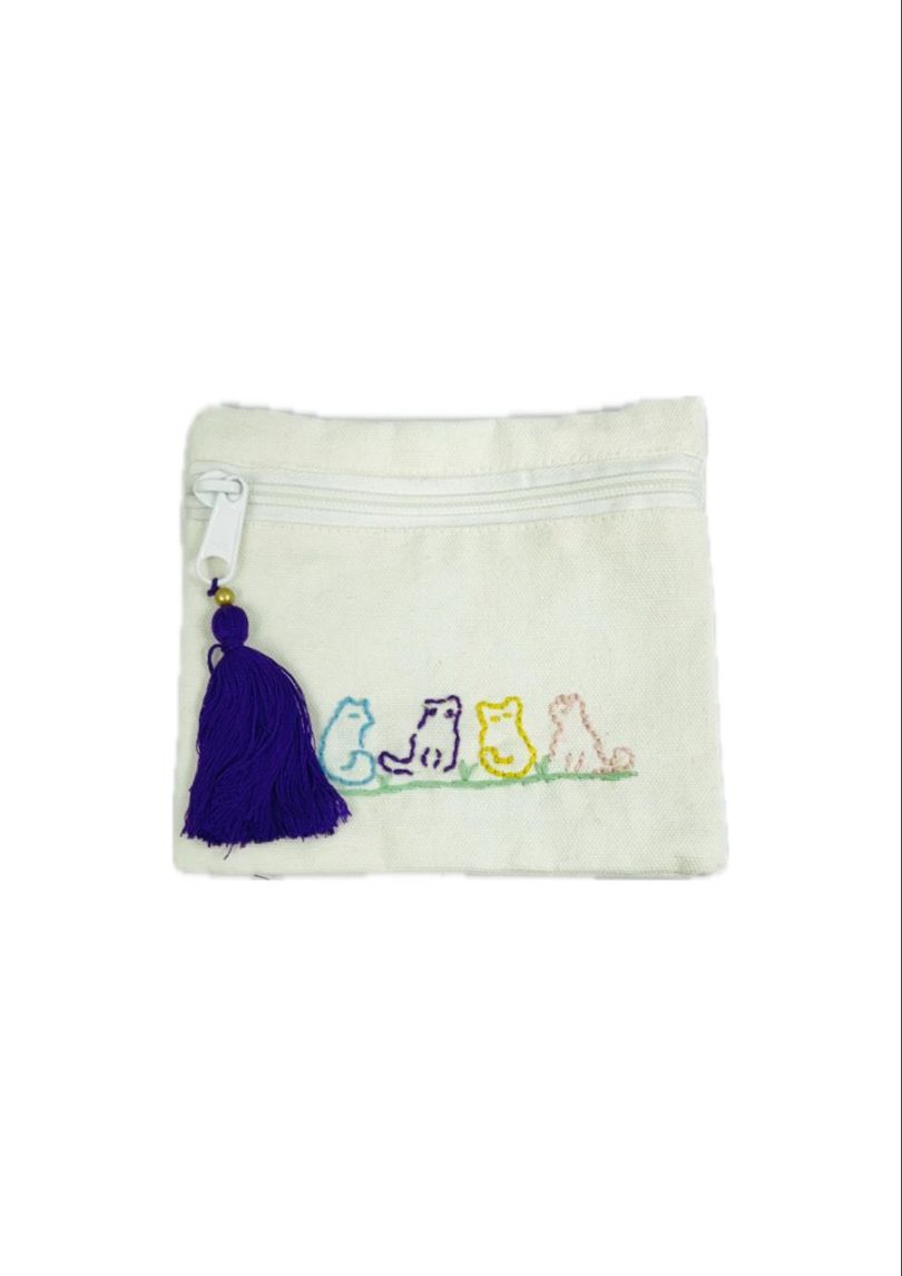 Handmade Square Coin Pouch with Embroidery