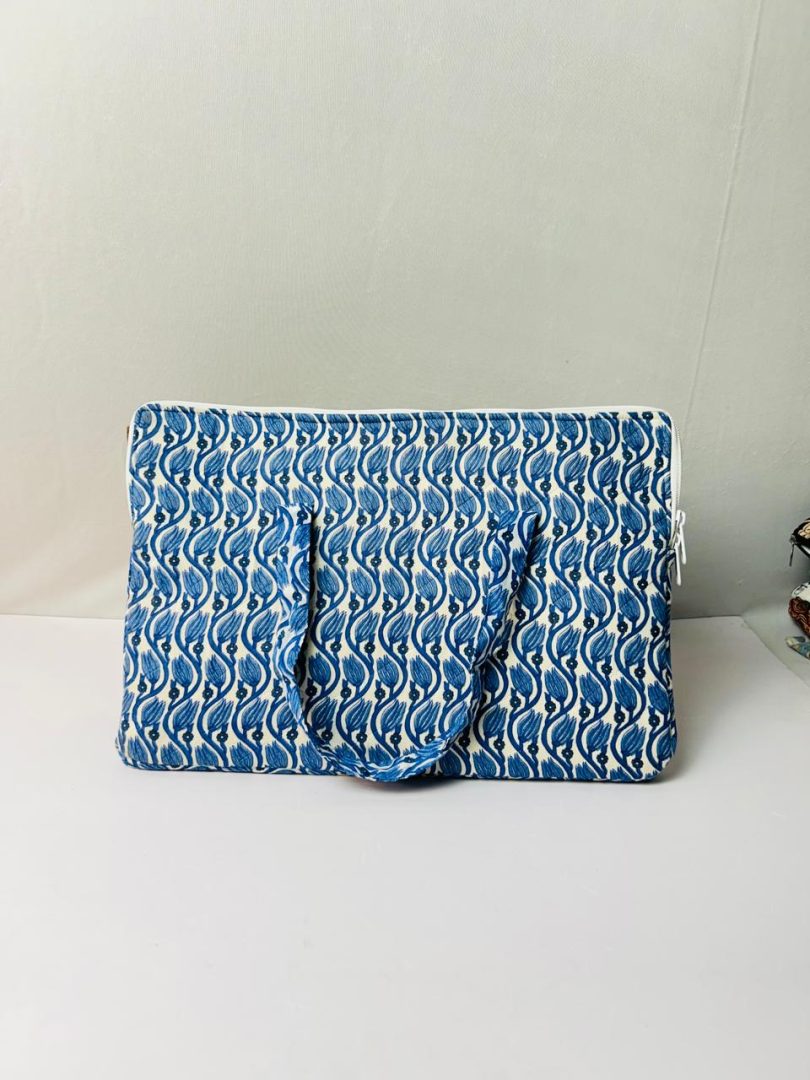Nirjhari Handmade Quilted Blue Laptop Bag